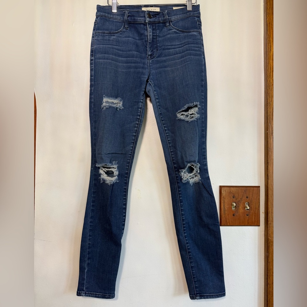 PacSun Dark Blue Distressed Skinny Jeans